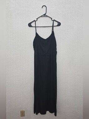 Black Spaghetti Strap Maxi Dress  Sleek Everyday Style XXL 20 Faded Glory